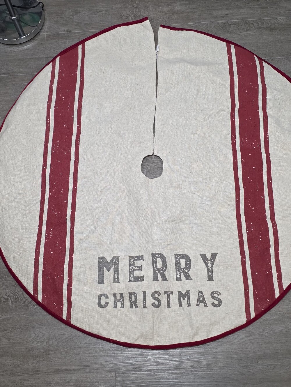 New Christmas Tree Skirt 48 Inches Round Rustic Farmhouse Grain Sack Style